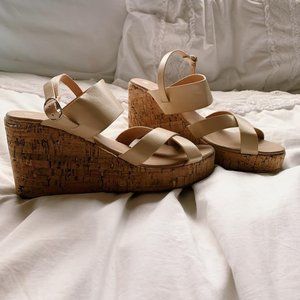 Strappy Nude Wedges